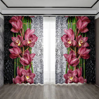 Decobites Floral Curtains with Rod Pockets for Home Decor in Kitchen, Living Room