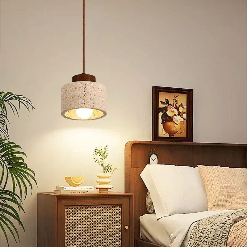 Copper Vintage Pendant Light Travertine Stone