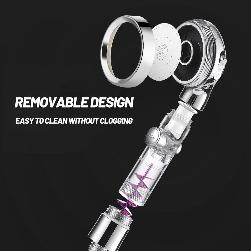 Cabezal de ducha de alta presión 3 en 1 DecorBites™ con llave de cierre y rociador de mano con filtro