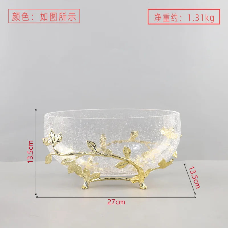 DecorBites™ Golden Branch Glass Fruit Plate: Stylish Home Storage Container & Decor Accessory
