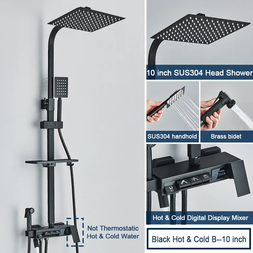 DecorBites™ Digital Display Shower System with Thermostatic Control and Tub Spout