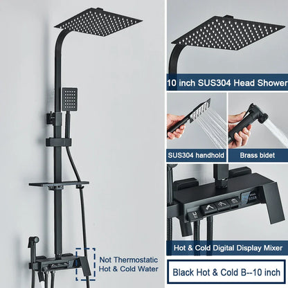 DecorBites™ Digital Display Shower System with Thermostatic Control and Tub Spout