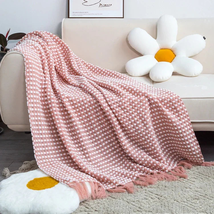 Manta Casual Blanca Nórdica Tejida Decorbites™ - Suave y Cómoda Cubierta para el Final de la Cama o Sofá para Decoración del Hogar y Viajes