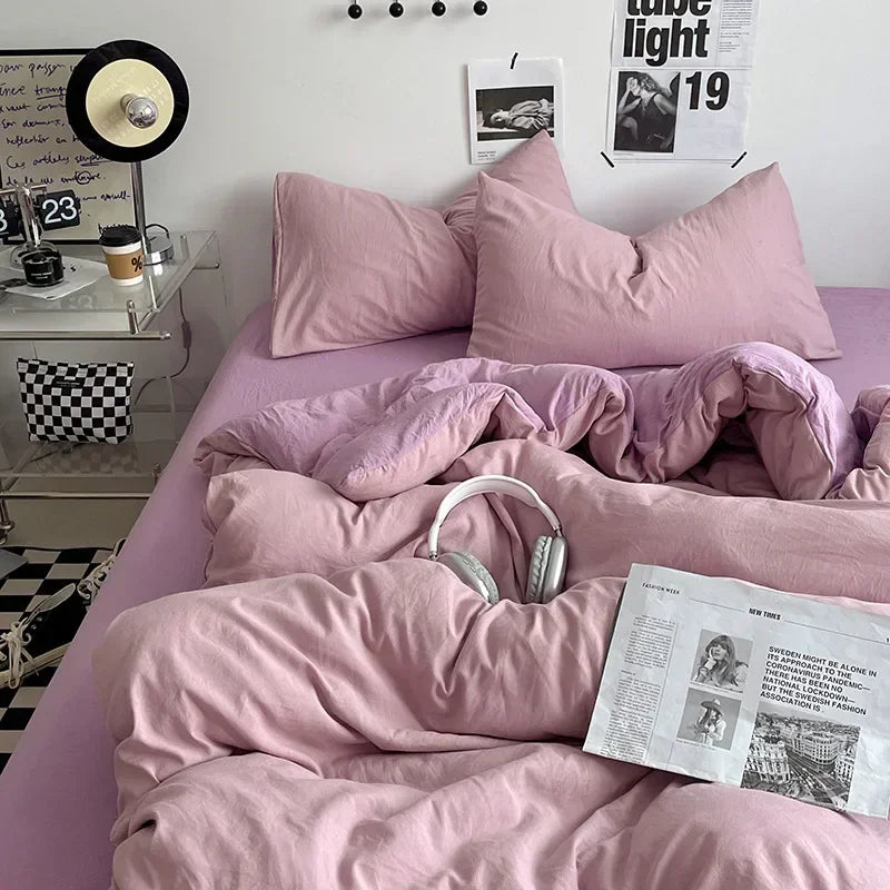 طقم مفروشات قطنية DecorBites™ مع غطاء لحاف وملاءة وغطاء وسادة