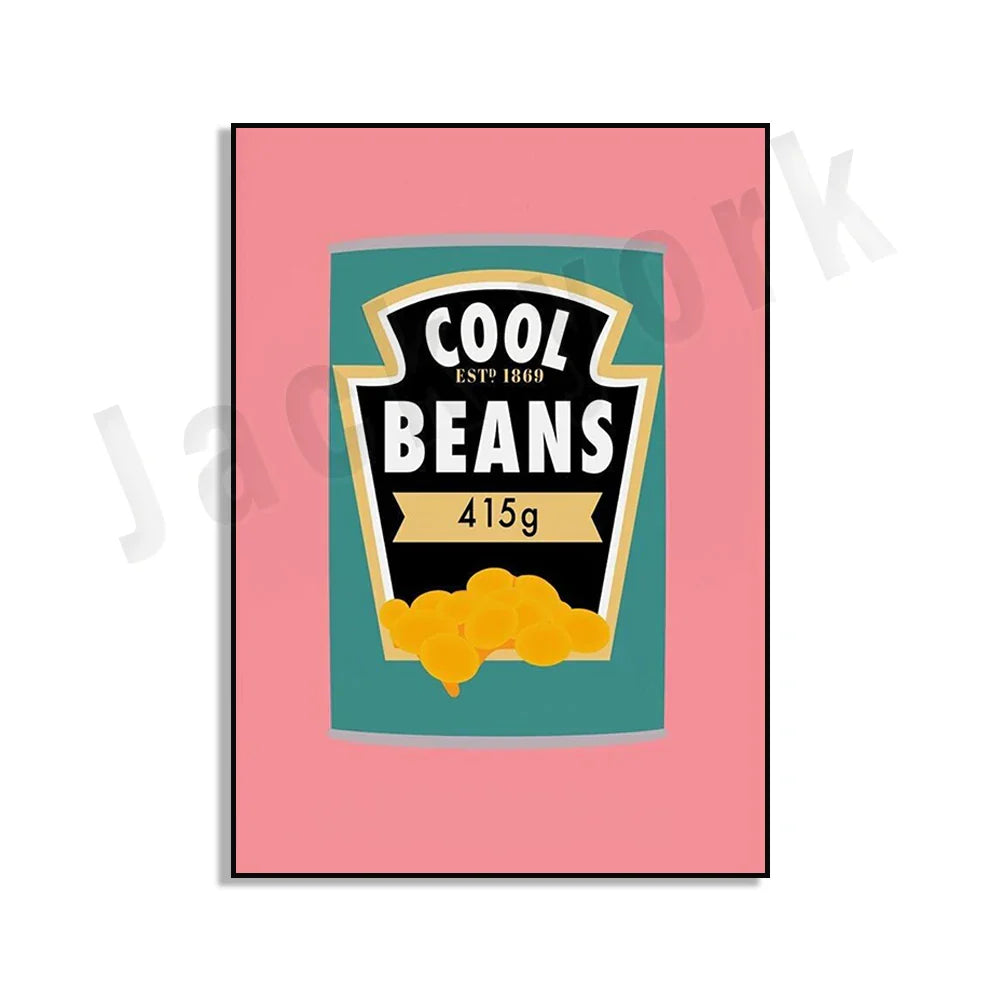 ملصق فني طعام من DecorBites™ Blue Cool Beans Pesto Pasta Soy Pun