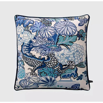 DecorBites™ Chinese City Landscape Velvet Lumbar Pillow Cover with Tassels, 30x50cm