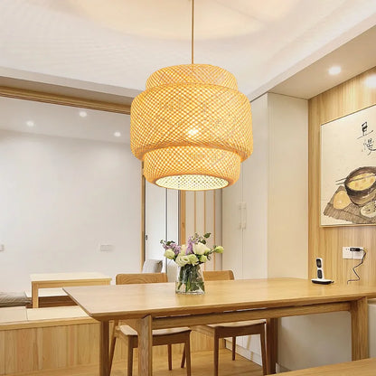 Handwoven Bamboo Pendant Light in Japanese Style