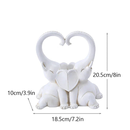 DecorBites™ Elephant Couple Resin Candlestick Figurines Decor