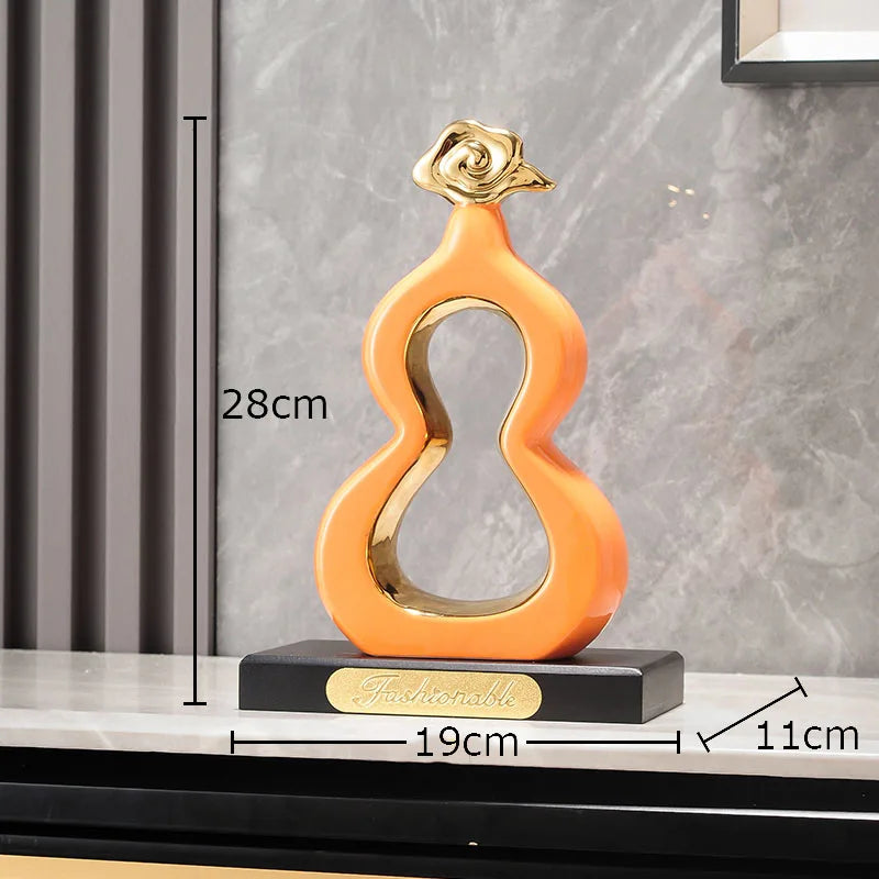 Escultura Cerámica de Calabaza Dorada Decorbites™ Decoración de Escritorio Artesanías de Porcelana Ornamentos para la Habitación