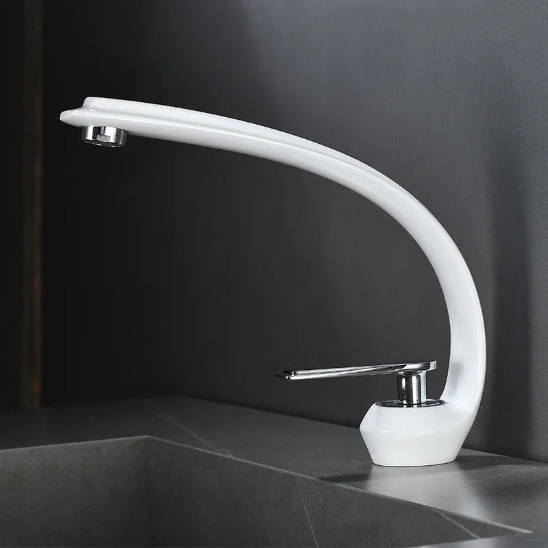 DecorBites™ Gold Black Bathroom Faucet Brass Sink Mixer Tap Single Handle Hot Cold Brush Gold