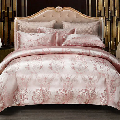 DecorBites™ Jacquard Satin Summer Bedding Set - Elegant & Skin Friendly Duvet Cover - Single/Double Size