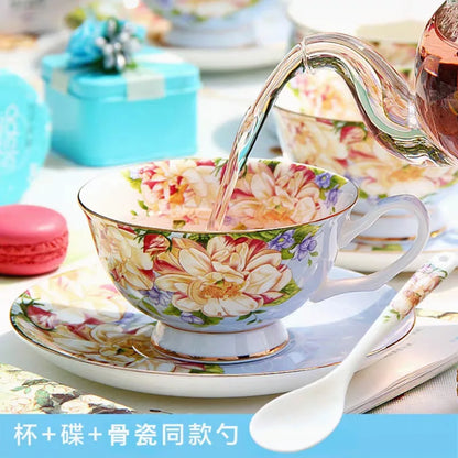 Juego de té DecorBites™ de porcelana fina, tetera y taza resistentes de 1000 ml para el té de la tarde