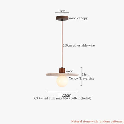 DecorBites™ LED Pendant Lamp Yellow Travertine Adjustable Wabi Sabi Light