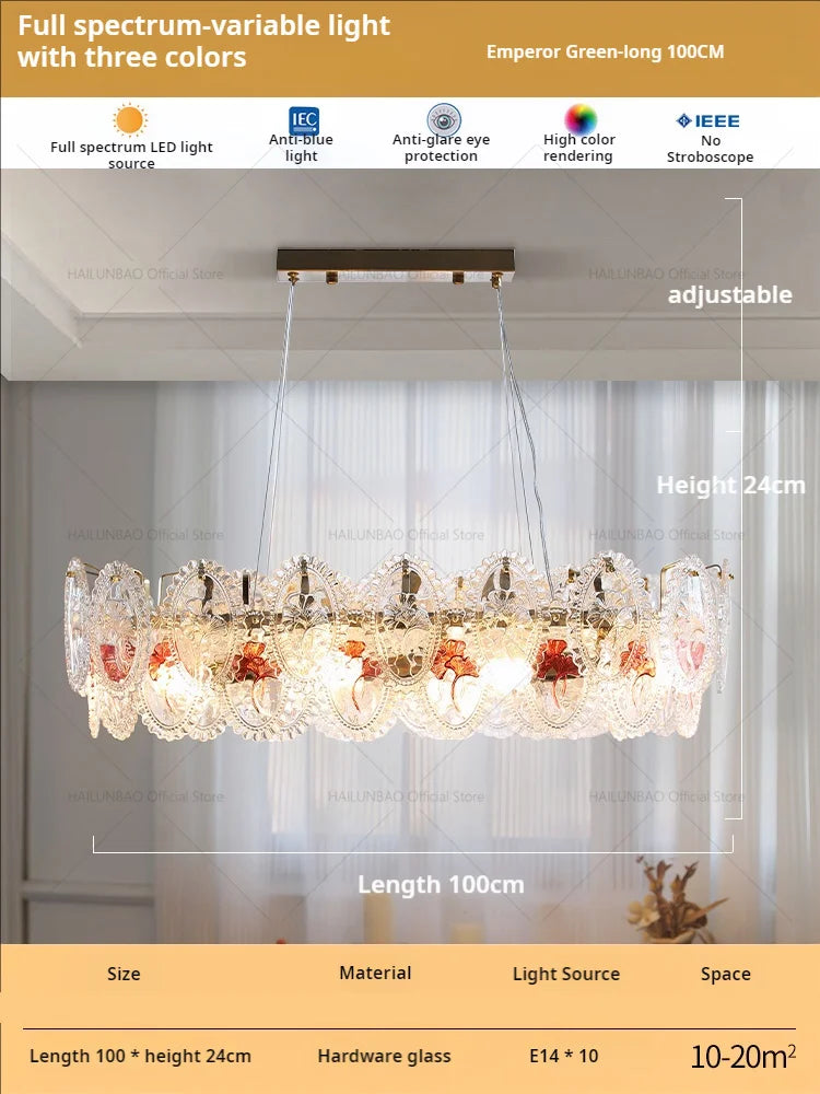 DecorBites™ Glass Dining Room Chandelier: Retro French Style for Living & Master Bedroom