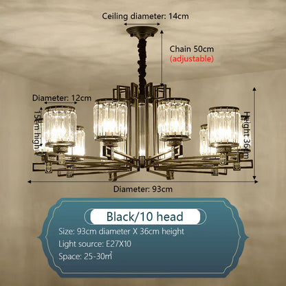 DecorBites™ Crystal Chandelier: Elegant Chinese Style Lighting for Living Room, Bedroom, and Study