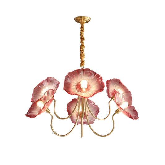 DecorBites™ Lotus Leaf Glass Ceiling Chandelier with E14 Bulb