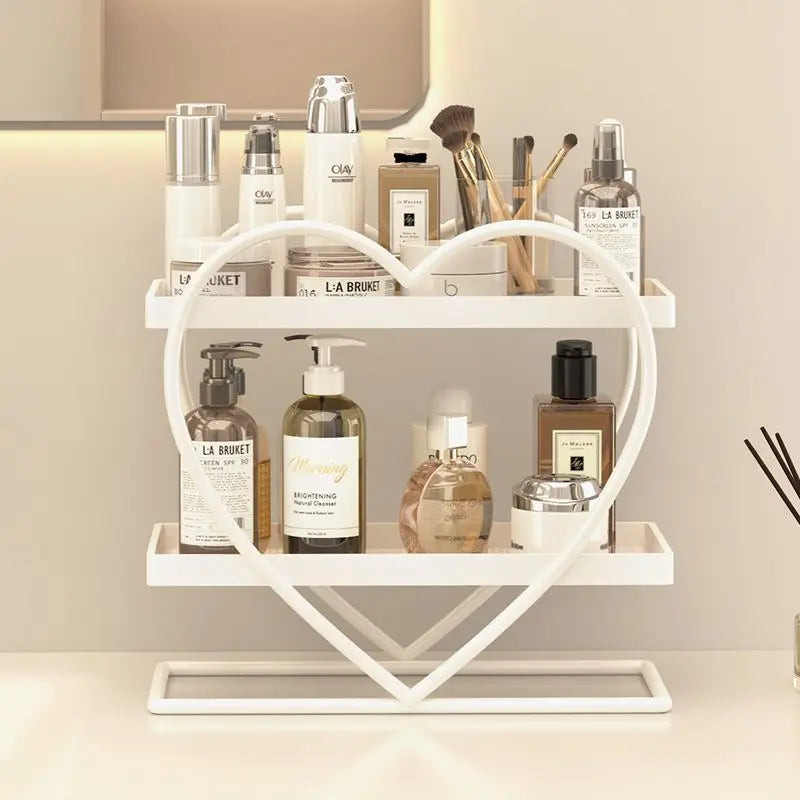 DecorBites™ Golden Makeup Organizer Skin Care Products Dresser & Bathroom Shelf