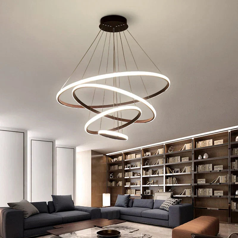 DecorBites™ Black Ring LED Pendant Chandelier for Living Room, Dining Room, Kitchen