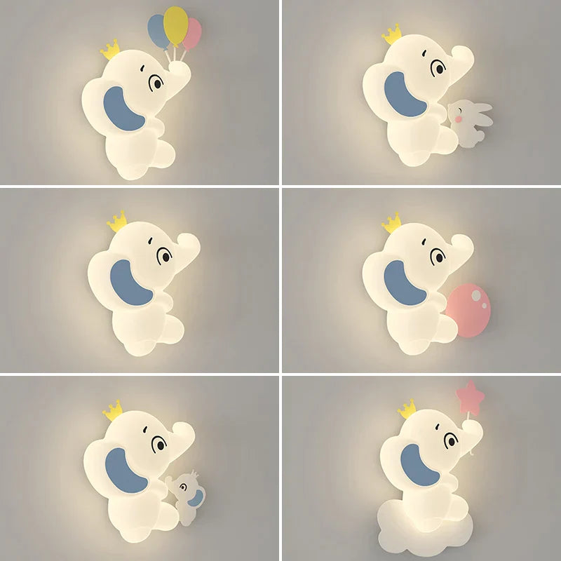 DecorBites™ Elephant Cartoon Wall Light PE Lampshade for Baby Room and School Hallway