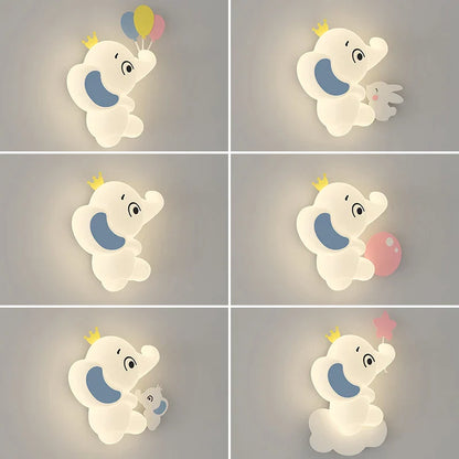 DecorBites™ Elephant Cartoon Wall Light PE Lampshade for Baby Room and School Hallway