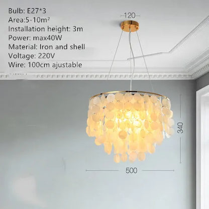 Lámparas de araña DecorBites™ con forma de concha dorada para sala de estar, restaurante y dormitorio