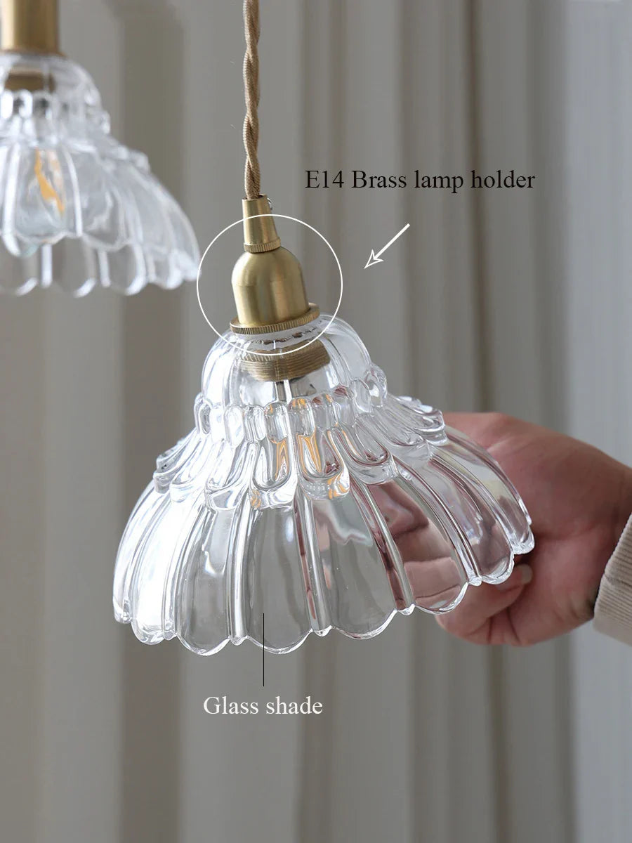 DecorBites™ Brass Glass Pendant Light - Luxury Minimalist LED Nordic Flower Restaurant Lamp
