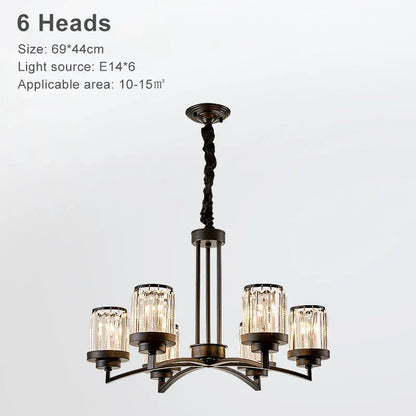 DecorBites™ Black Art Crystal Chandelier for Luxury Living Room Bedroom Lighting Fixtures