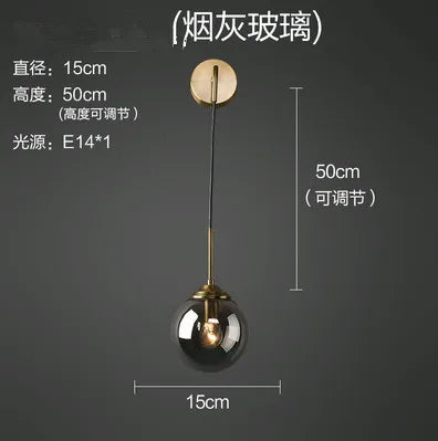 مصباح حائط LED على شكل كرة زجاجية من DecorBites™: شمعدان مرآة حمام عصري من الشمال، إضاءة ديكورية كلاسيكية