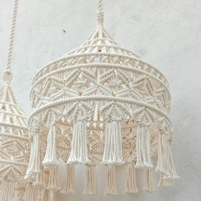 Handmade Macrame Lampshade Hanging Tapestry Room Decoration Woven Cotton Rope Decobites 40CM