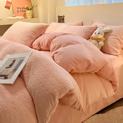 DecorBites™ Double Sided Full Queen Duvet Cover Set, Solid Color Double Couple Quilt Cover