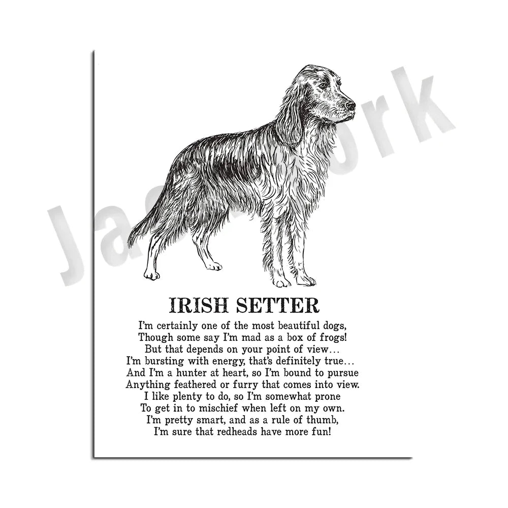 DecorBites™ Cozy Canine Collection: Dog Poetry Poster featuring Lhasa, Sheepdog, Terrier, Bulldog, Tibetan, Yorkie
