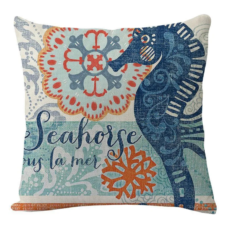 DecorBites™ Coastal Cushion Cover - Sea Theme Decorative Sofa Pillowcase
