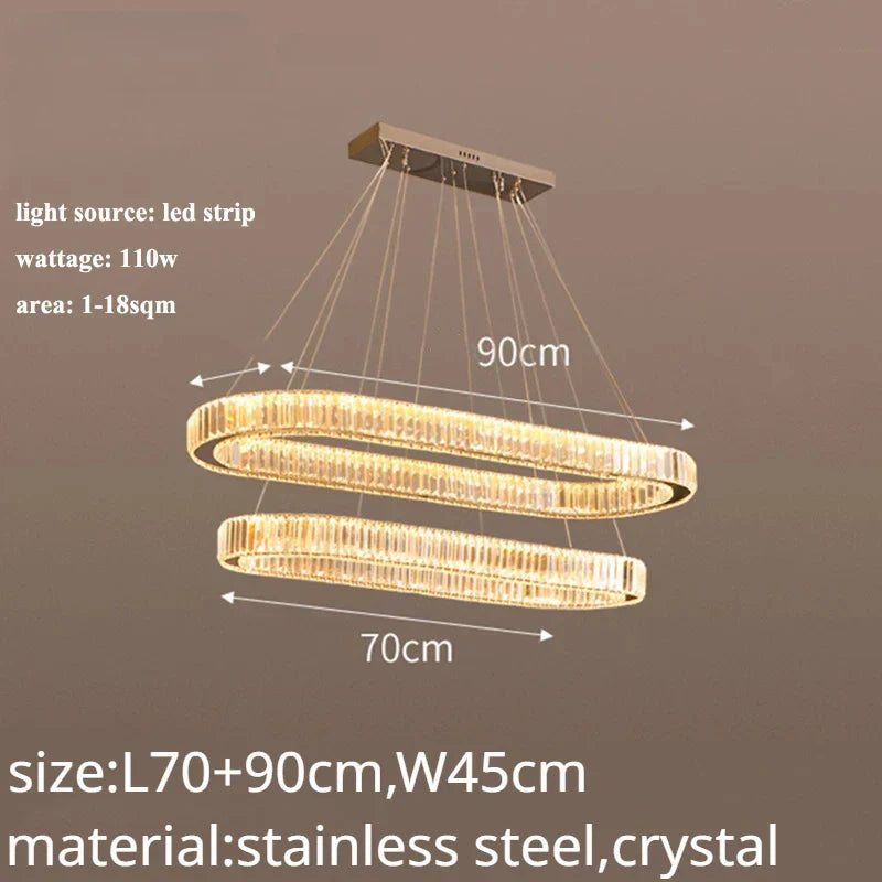 DecorBites™ Crystal LED Chandelier: Modern Luxury Lighting for Living & Dining Room