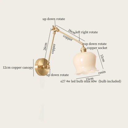 Decorbites™ Cremeharz LED Wandlampen mit Zugschalter Kupfer Französischer Vintage Wandlampen