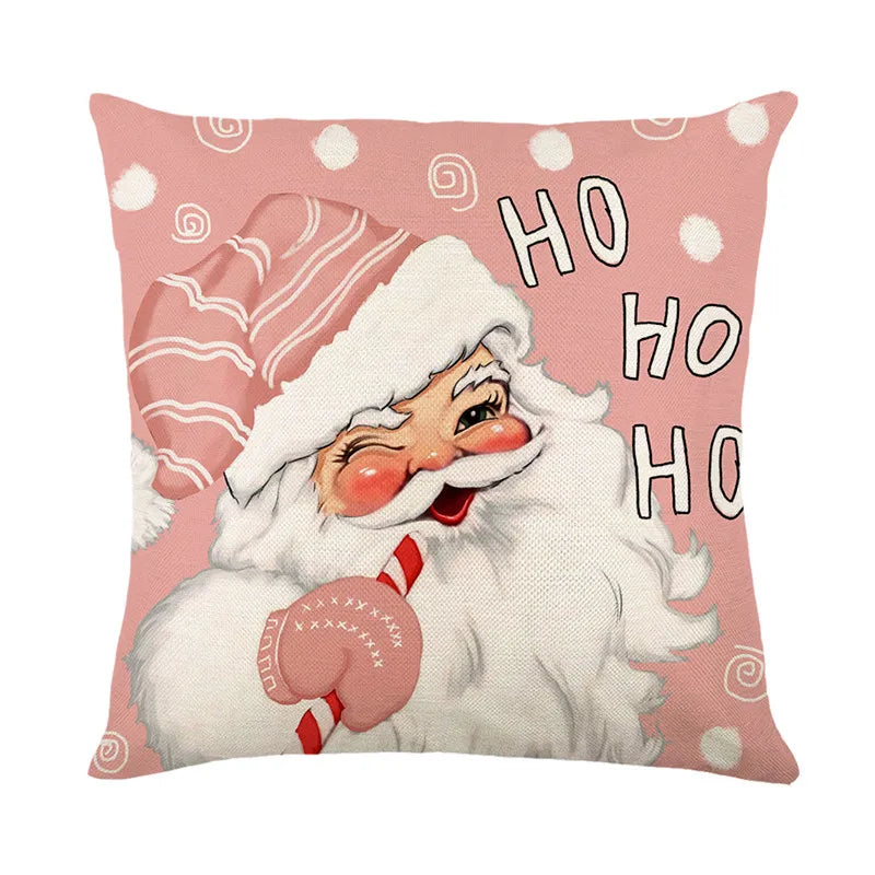 DecorBites™ Christmas Santa Claus Linen Pillowcase - Sofa Cushion Cover, Decorative Living Room Pillow Cover