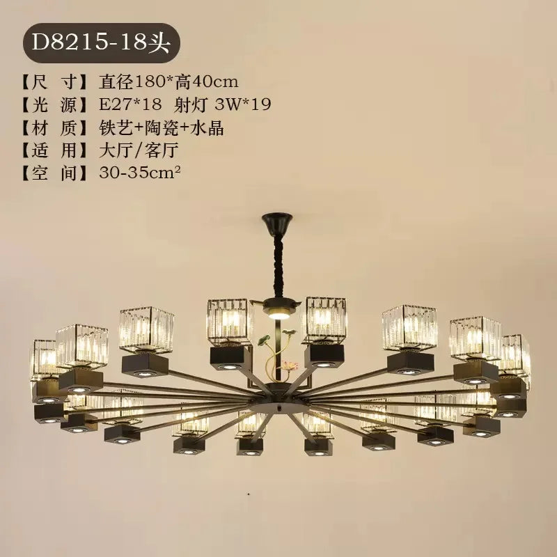 DecorBites™ Crystal Dining Room Chandelier with Spotlights for Hotel Club Ballroom