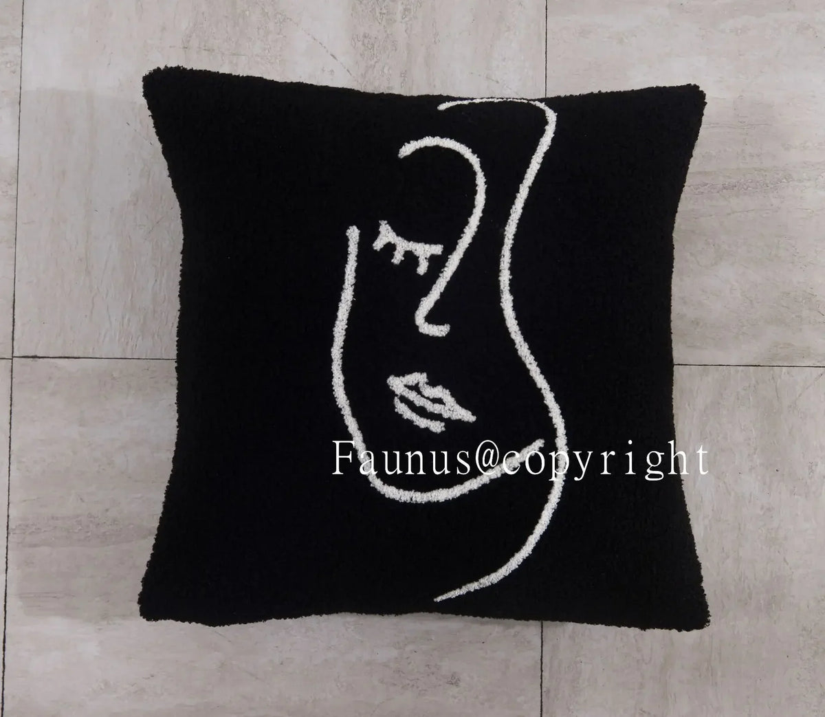 Funda de cojín para la cara de lana de cordero Decorbites™ 45x45 Beige Blanco Arte Abstracto Funda de Almohada