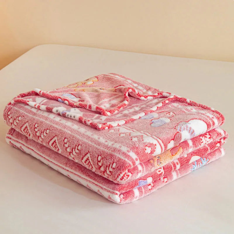 DecorBites™ Christmas Pattern Printed Soft Blanket: Fine Fluffy Multi-Purpose Bed Sofa Cover