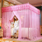 Decobites Mosquito Net Canopy for Queen Double Bed - Lace Pleated Embroidery Square