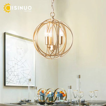 DecorBites™ Gold Globe Chandelier Pendant Light for Living Room & Dining Room