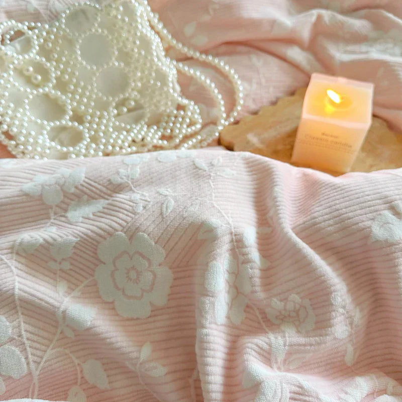 DecorBites™ Lace Ruffles Velvet Princess Bedding Set: Duvet, Sheet, Pillowcases