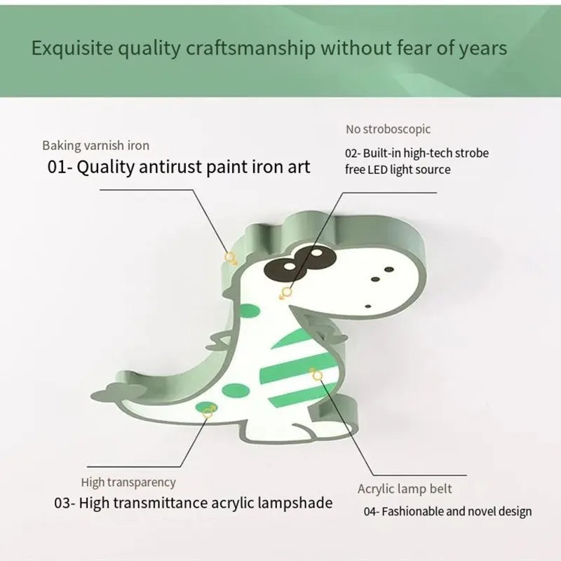 DecorBites™ Dino LED Ceiling Lamp for Children's Room: Simple Modern Design, Intelligent Control