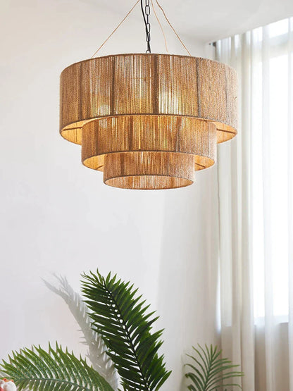 DecorBites™ Bohemian Rattan Chandelier: Retro Country Style Pendant Lamps