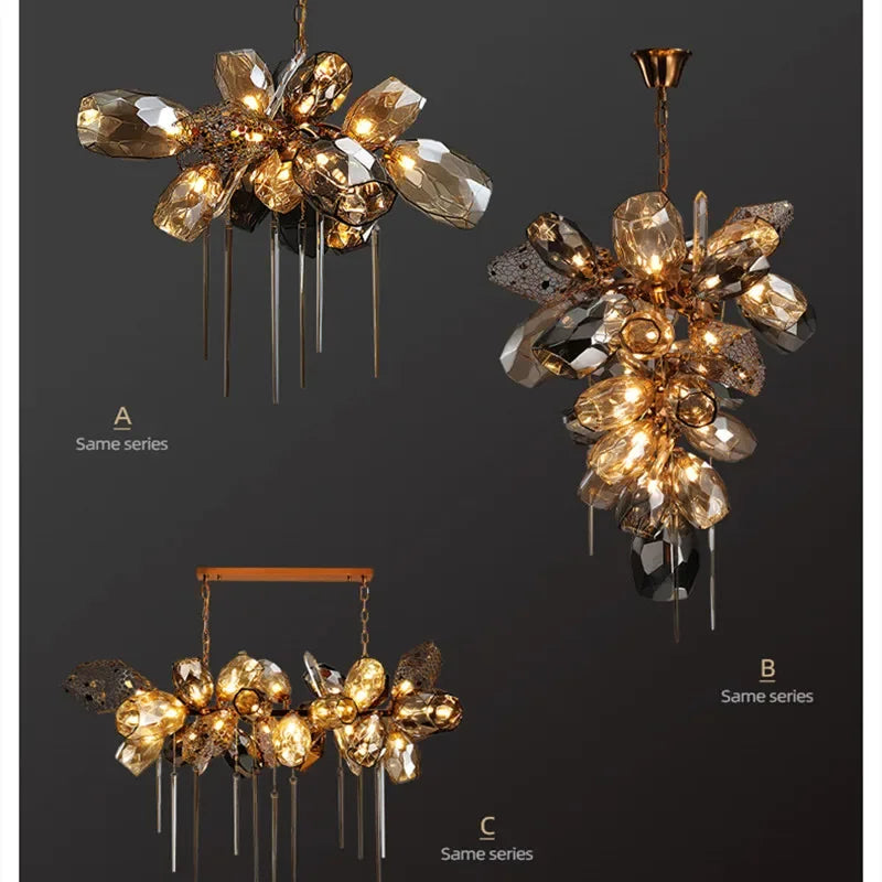 DecorBites™ Crystal Duplex Chandelier - Modern Designer Lighting for Living Room