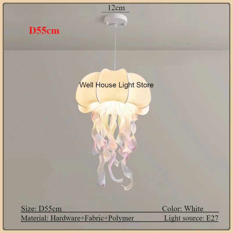 DecorBites™ Jellyfish Silk Chandelier: Romantic Pendant Light for Living Room Bedroom Dining Room