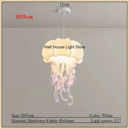 DecorBites™ Jellyfish Silk Chandelier: Romantic Pendant Light for Living Room Bedroom Dining Room