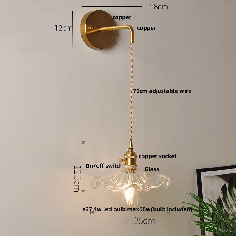 DecorBites™ Clear Glass LED Wall Lights with Adjustable Pull Chain Switch