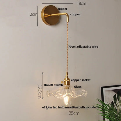 DecorBites™ Clear Glass LED Wall Light with Pull Chain Switch for Modern Decor