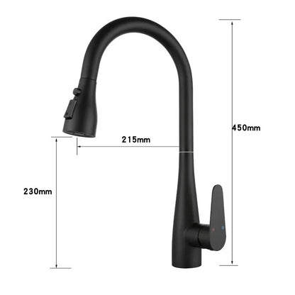 DecorBites™ Gray Matte Kitchen Faucet | Pull Out Black Sink Tap Swivel Water Mixer