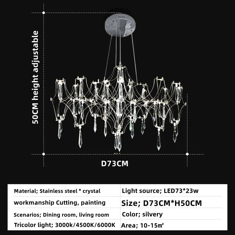 DecorBites™ Crystal Chandelier Ceiling Pendant Light for Living Dining Bedroom Home Lighting
